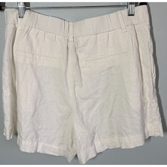 A New Day Womens White Linen Blend Pleated Front Paper Bag Shorts Sz 12 Casual - Picture 2 of 11